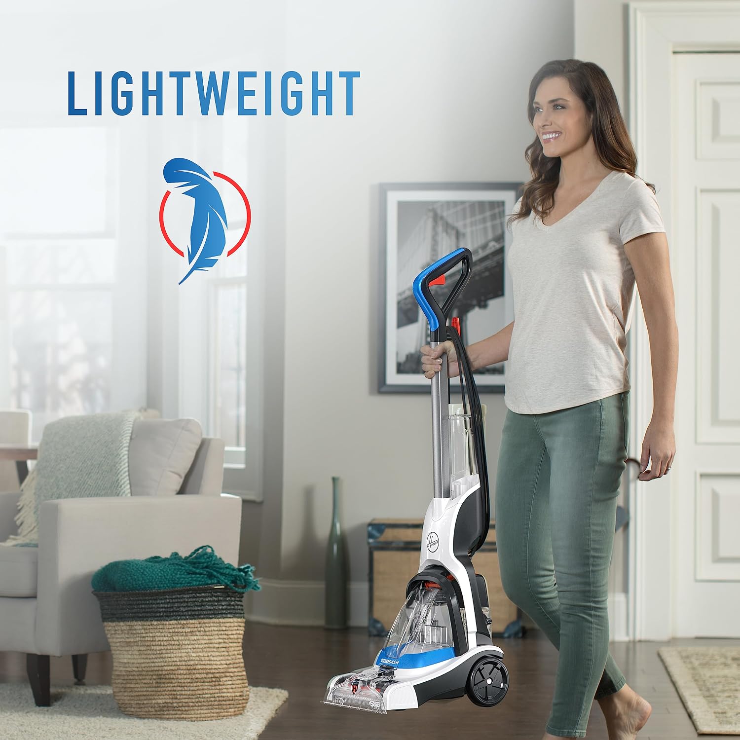 Hoover PowerDash Pet Compact Carpet Cleaner Machine, Lightweight Design, HeatForce Fast Drying, Antimicrobial Brush Roll, Pair with a Hoover Carpet Cleaner Solution