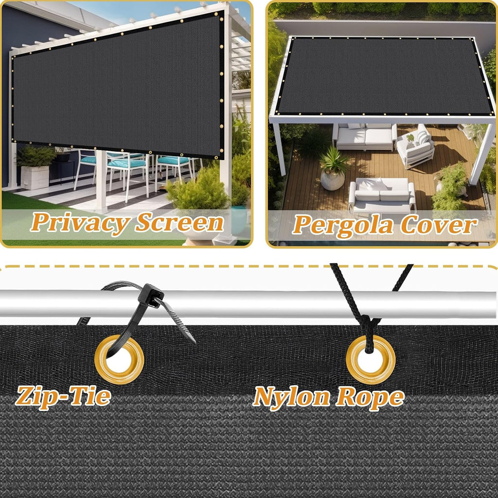 Shade&Beyond Customized Size 12' X 16' Shade Cloth with Grommets, 90% UV Protection Pergola Shade Cover Mesh Tarp Sun Screens for Patio GN08, Dark Gray