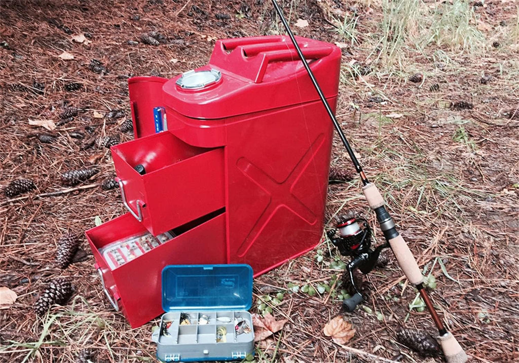 RAMPAGE PRODUCTS Trail Can Utility/Tool Box | Red, Fits 5-Gallon Metal Gas Can Mounts | 86619 | Universal Fit