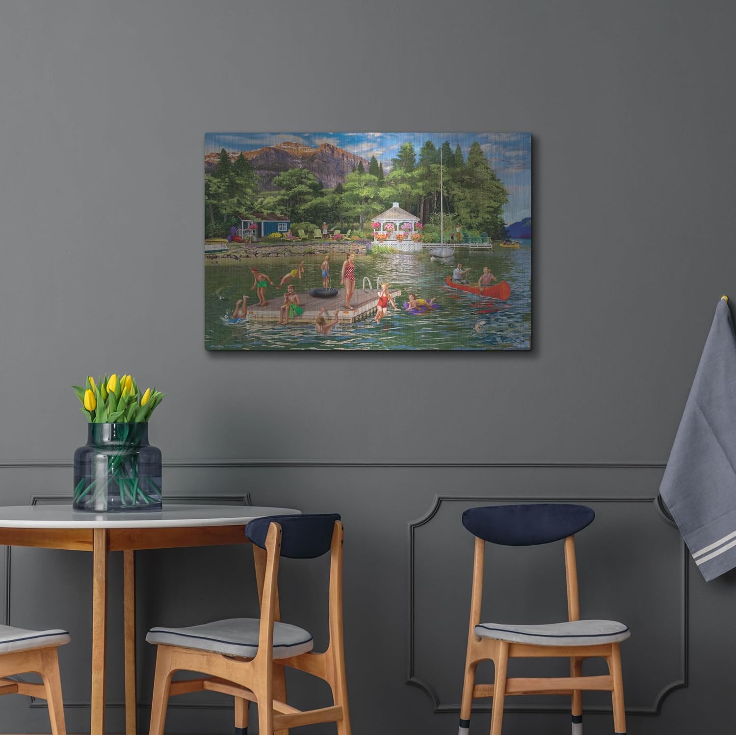 'Gazebo Lake' by Bigelow Illustrations Metal Wall Art, 36' x 24'