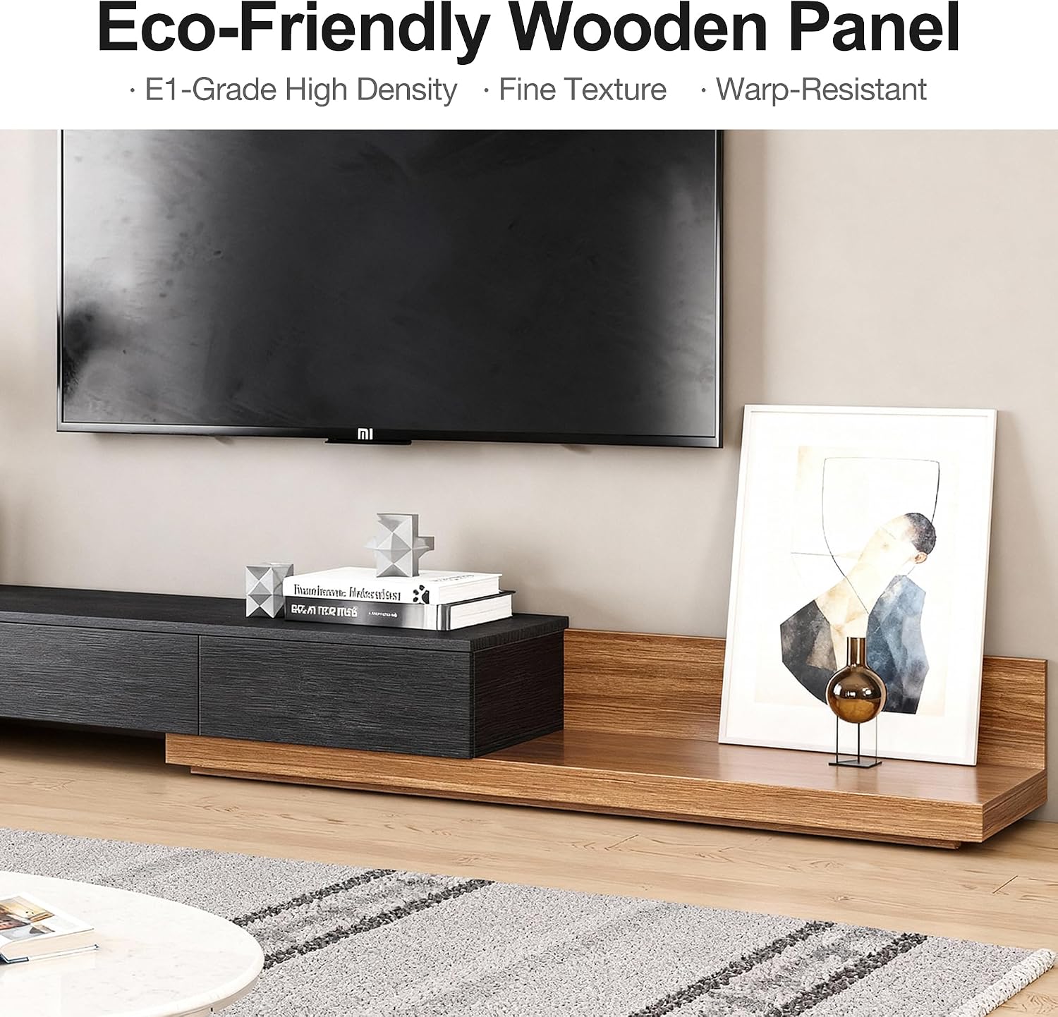 Telescoping TV Cabinet 70.9 to 110.2 Inch Entertainment Center Fits 85 Inch TV with 3 Drawer Media Cabinet Farmhouse Living Room Bedroom Organizer