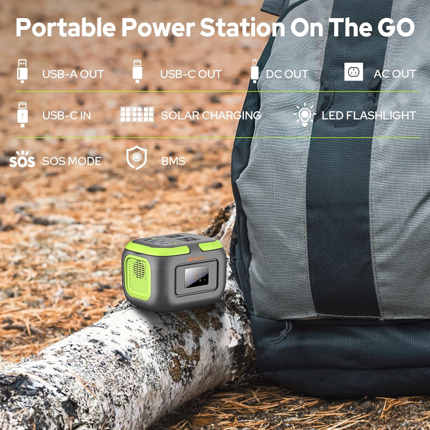 Portable Solar Power Generator with Panels, 300W 110V AC Outlet Power Station with Foldable Solar Panel 40W, 100W USB C Outlet Power Bank Fast Charging for Camping Laptop Smart Device RV Van Outdoor