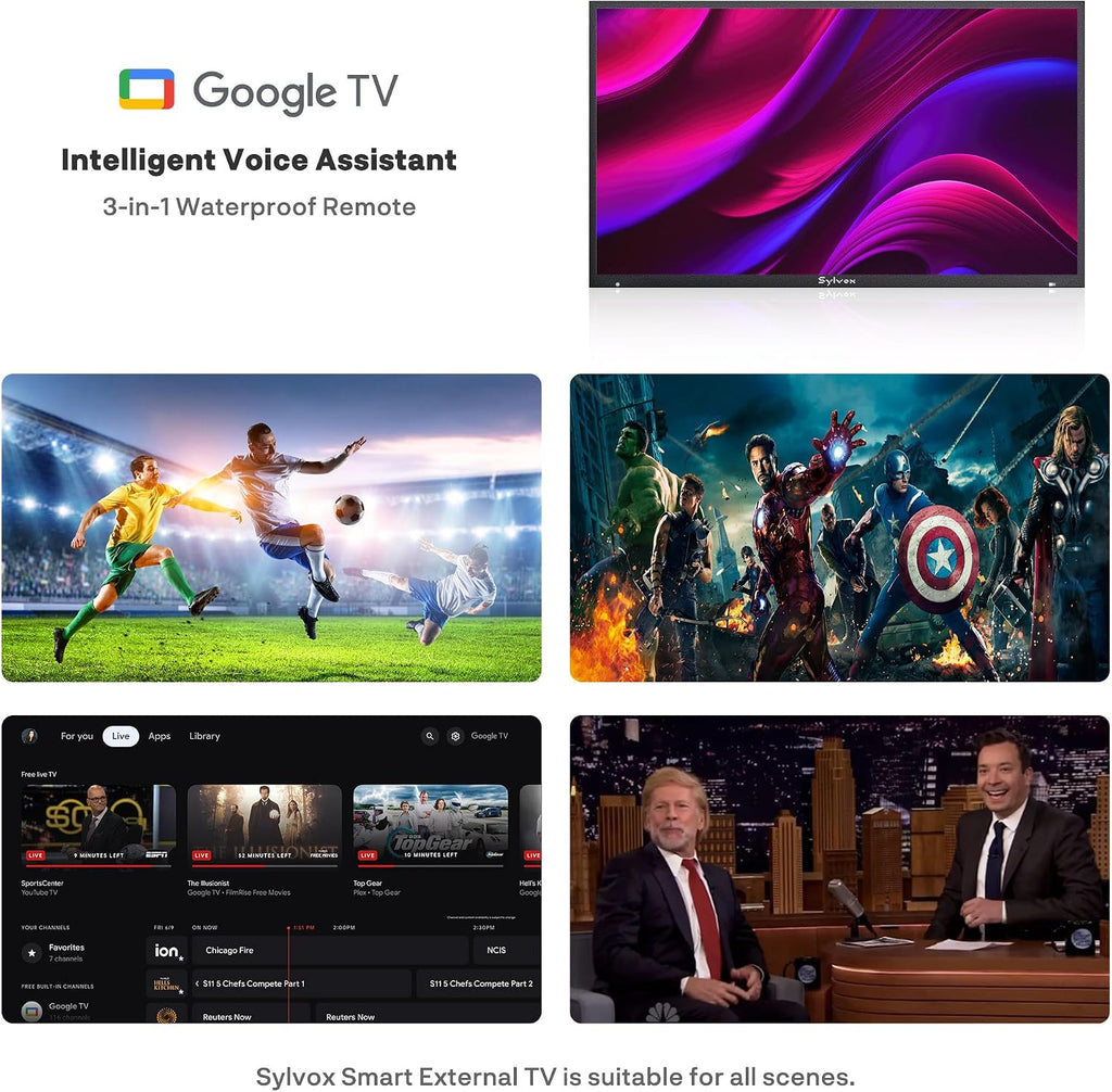 SYLVOX New 43' Outdoor Smart TV, Superior Waterproof Performance, Upgraded Matte Finish for Enhanced Anti-Glare Effect, Full Metal, with Dolby Atmos, 2000nits, Full Sun Pool Pro 3.0+ Series