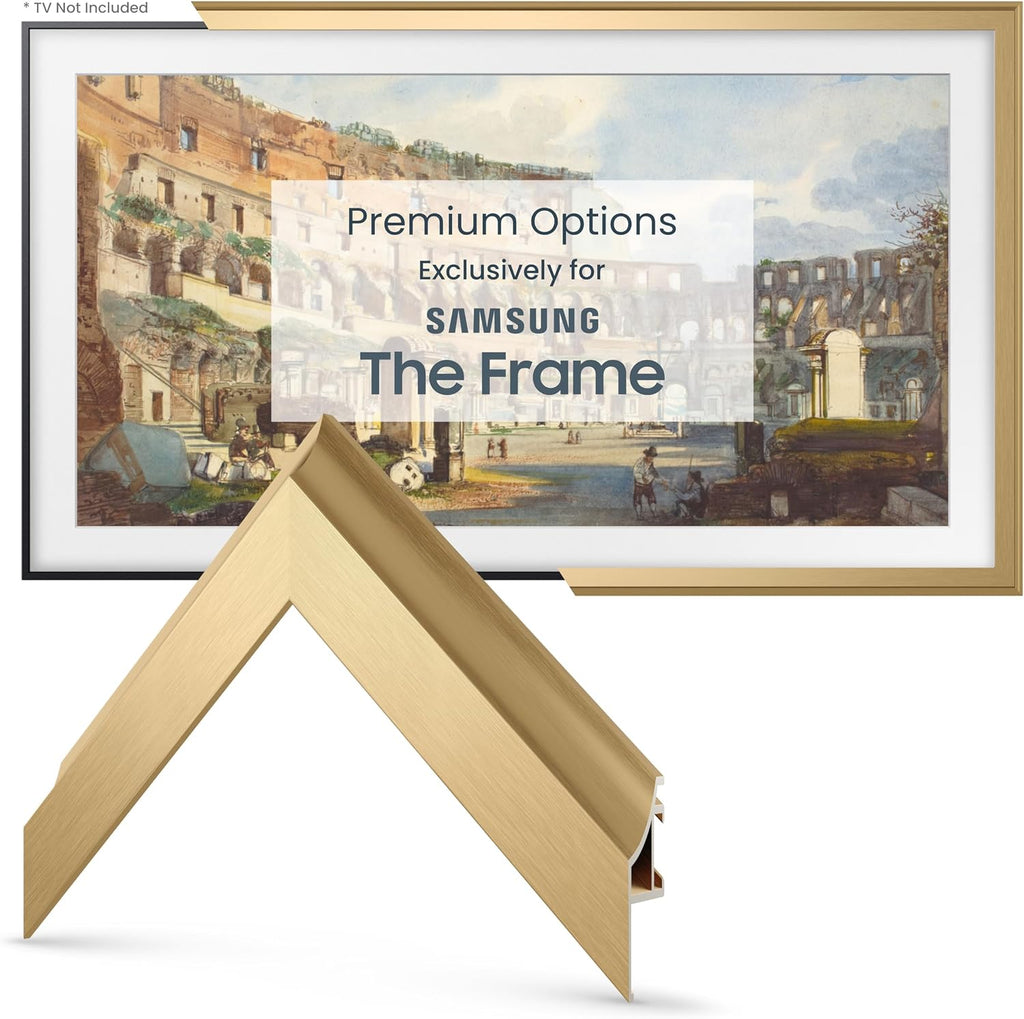 Pale Gold Scoop 85' Alloy Deco TV Frame - Compatible ONLY with Samsung The Frame TV and Pro TVs (Fits 2021-2026, LS03A, LS03B,LS03C,LS03D,LS03FA,LS03FW)