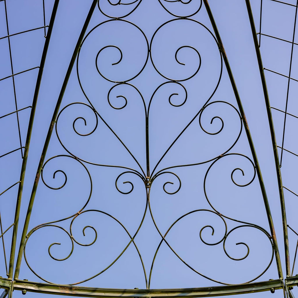 13ft. Tall Round Metal Garden Gazebo in Antique Finish (Antique Green)