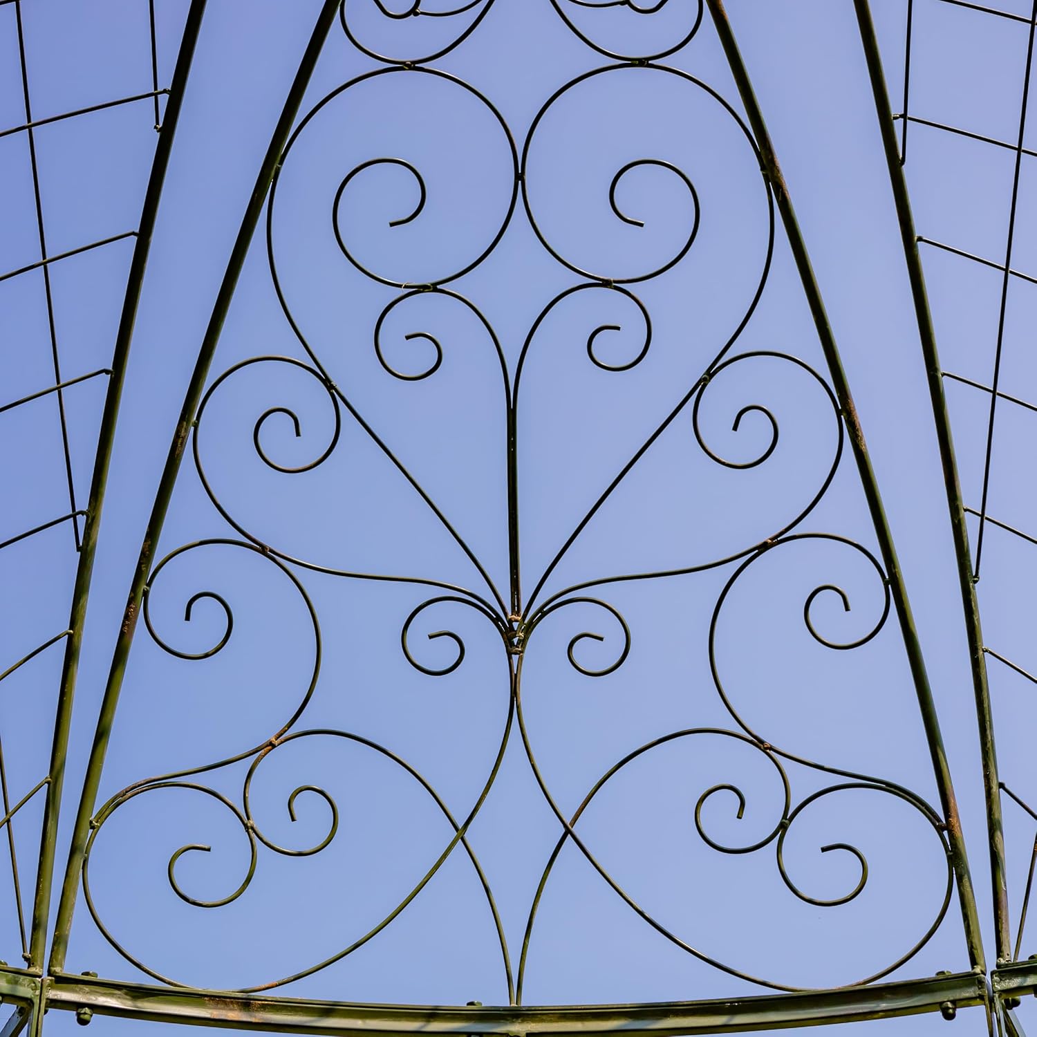 13ft. Tall Round Metal Garden Gazebo in Antique Finish (Antique Green)