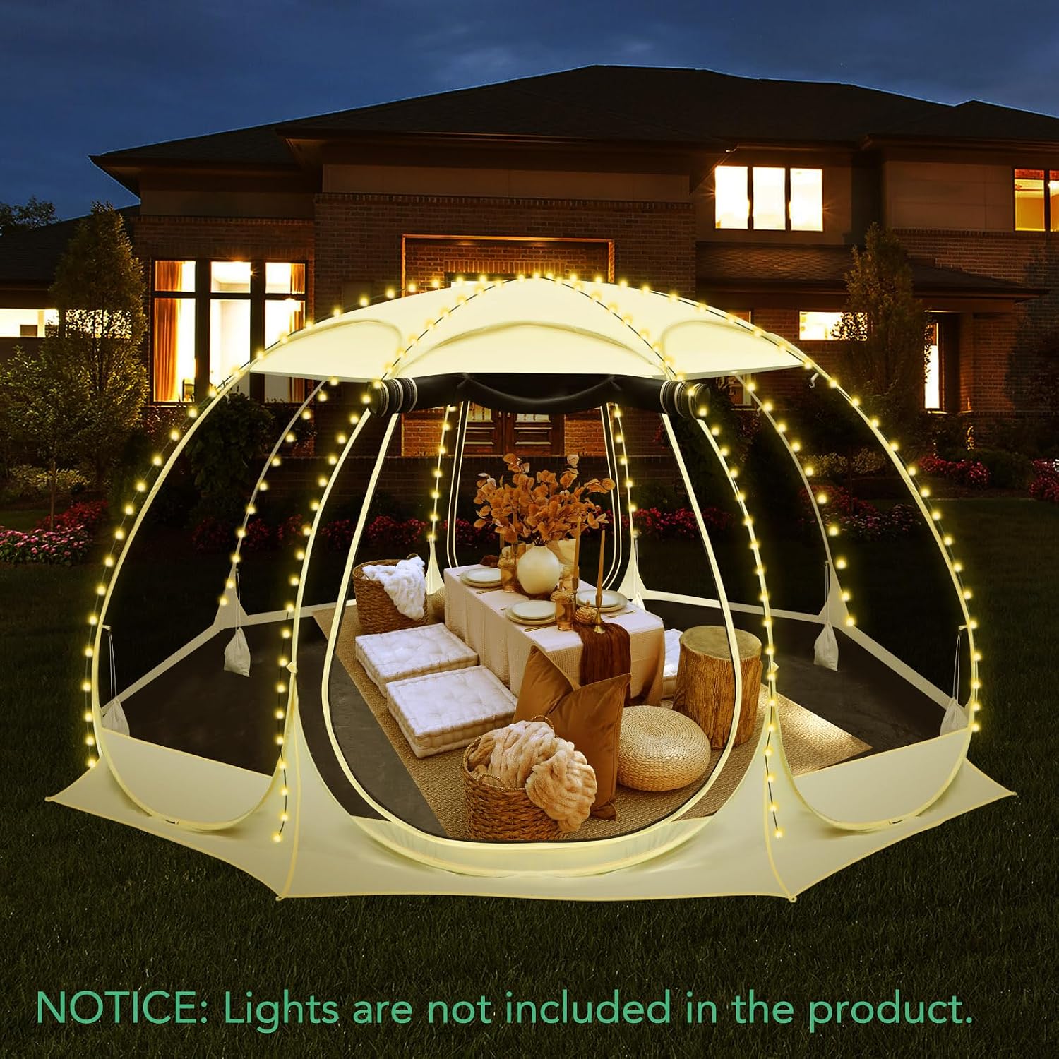 12x12Ft Pop-Up Canopy Screen House Tent - Outdoor Screen Room with 10 Mesh Side Panels Not Waterproof, Includes Carrying Bag - Fit 8-10 Person