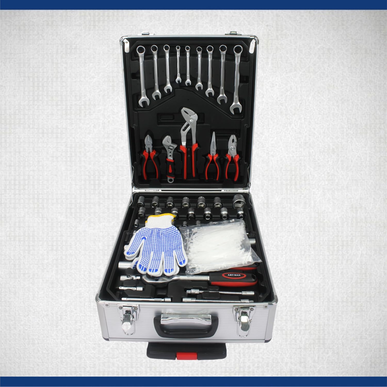 Rolling toolset case-899pcs Home Repair Tool Set Kit,Tool Trolley Case with Socket Wrench Hand Tool Set(4 Drawers), General Household Tool Kit with Rolling Toolbox, Tool Kit case on wheels