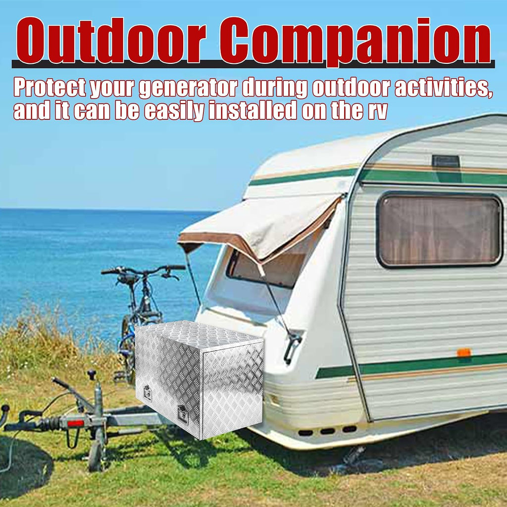 30x23x23 Inch Aluminium Generator Toolbox Heavy Duty Generator Storage Box Fully Sealed with Lock and Keys suitable for RV Garage