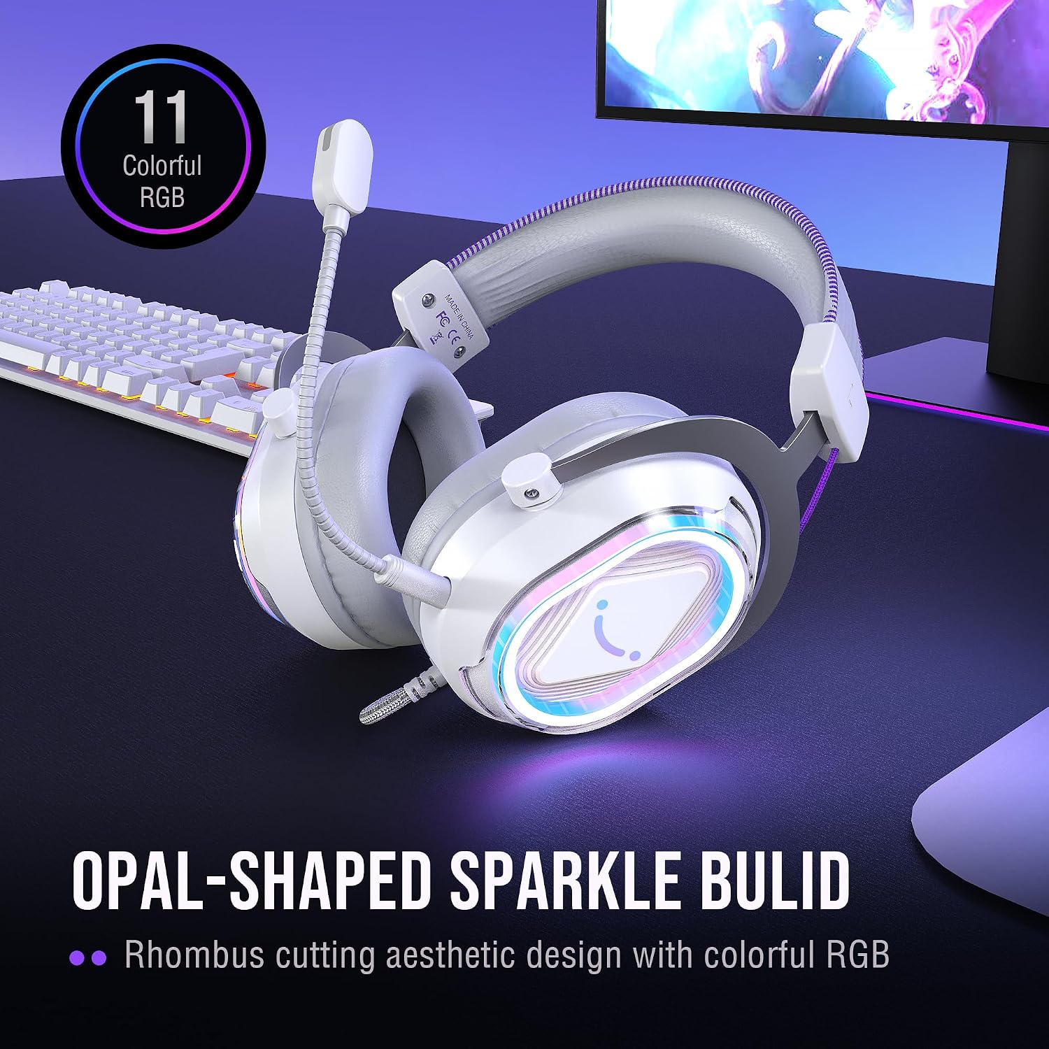 FIFINE USB Gaming Equipment Bundle with Microphone and Headset, Over-Ear Headset with Control Box, Soft Ear Pads and RGB Condenser Mic Kit for Streaming, Compatible for Window/Mac-A8TW+H13WP