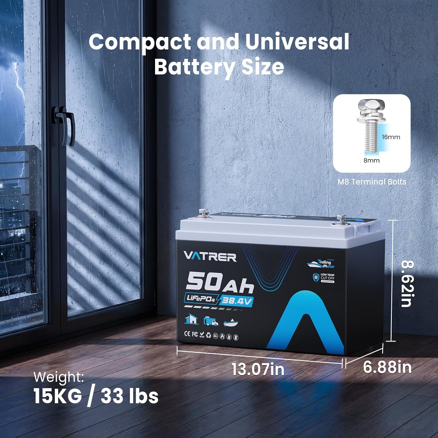 36V 50Ah LiFePO4 Lithium Battery with 1920W, Built-in 50A BMS, VATRER POWER Rechargeable Group31 Deep Cycle LiFePO4 Battery, Perfect for Trolling Motors, Marine, Off-Grid, Solar, Camping, etc.