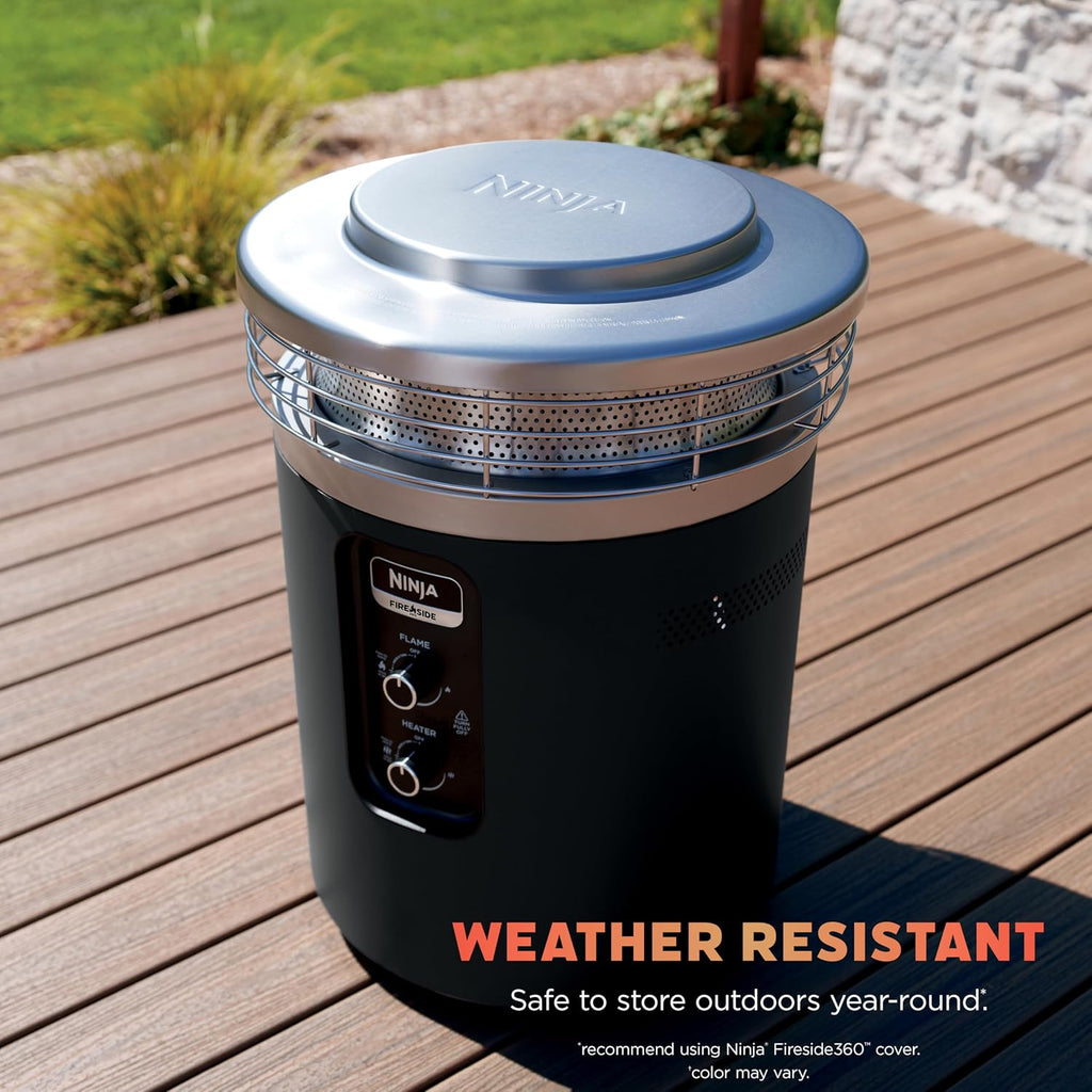 Ninja Fireside360™ Outdoor Heater & Fire Pit | 3 Modes: Flame, Heat, Flame & Heat | Portable for Patio, Deck, Camping, Beach | Easy Control Smokeless Flames | Push to Start Ignition | Stone | OF101ST