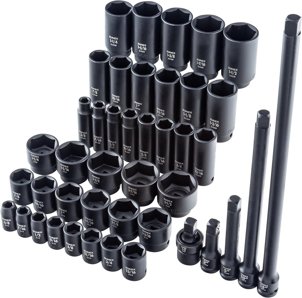 43PC 1/2' DR AE IMP SOCKET SET, Black