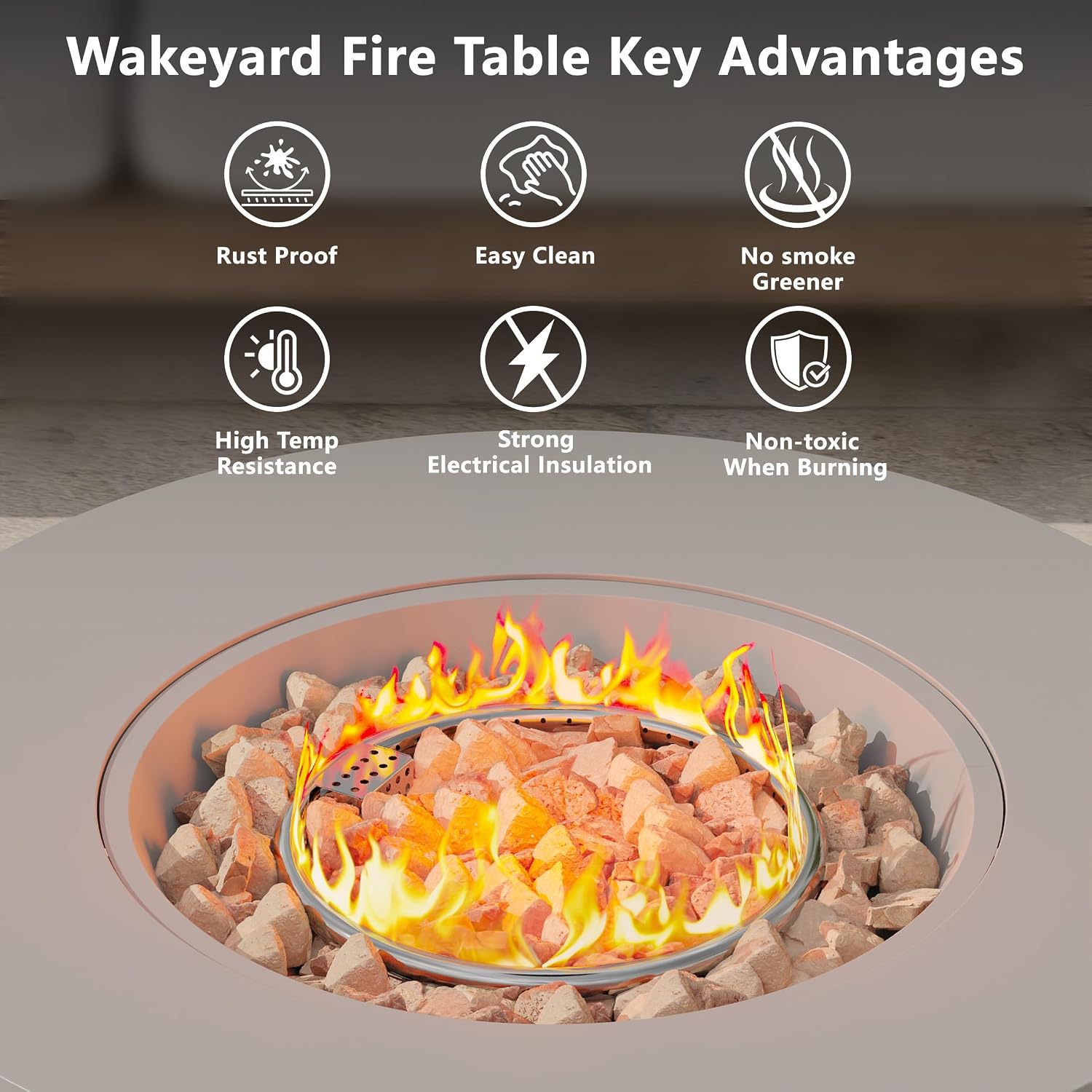32.5 inch Outdoor Propane Fire Pit Table, 50000 BTU Round Patio Fire Pit Table with Lid, Waterproof Cover, 10ft Gas Hose & Gas Tank Base, Lava Rocks, CSA Certified, Grey