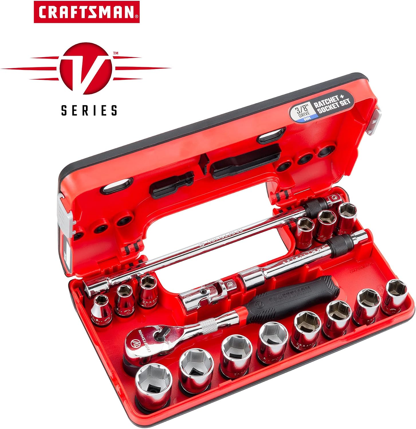CRAFTSMAN V-SERIES Socket Set, Shallow MM, 3/8 Inch Drive, 18 Piece (CMMT45753V)