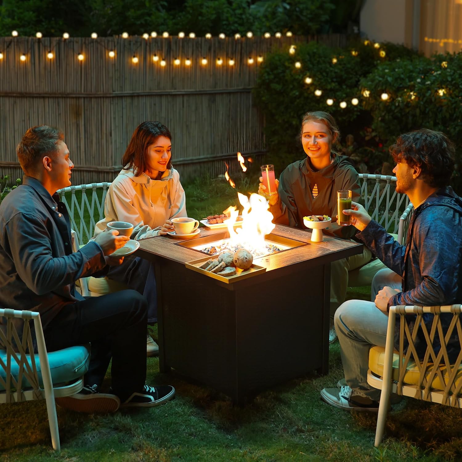 BALI OUTDOORS 50000 BTU Propane Fire Pit for Outdoor, 30 in Fire Pit Table Outdoor, Square Firepits for Outside Backyard, Patio