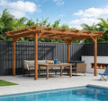 12' x 10' Outdoor Wood Pergola, Wooden Pergola Grape Trellis, Perfect for Climbing Plant Support, Garden, Terrace, Backyard, Deck, Brown