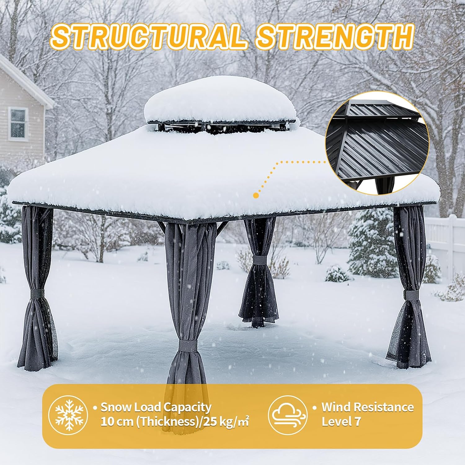 10x10 Hardtop Aluminum Gazebo, Outdoor Metal Gazebo with Netting & Curtains - Heavy Duty Iron Roof for Patios, Waterproof & Snow Load Resistant (Double Hardtop with Curtain & Netting)