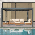 Domi Outdoor Pergola 10' x 13' Aluminum Louvered Pergola with Adjustable Roof, Aluminum Frame, Efficient Drainage System for Patio, Deck, Garden, Gray