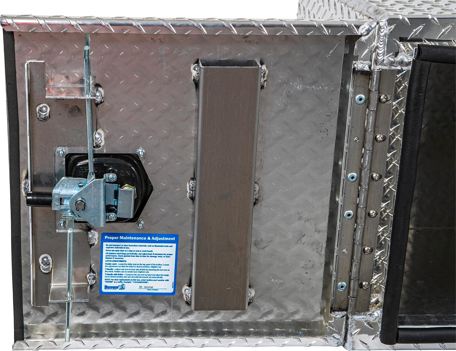 Buyers Products 1705205 Diamond Tread Aluminum Underbody Truck Box with Barn Door, 18 x 18 x 36 Inch, Lockable T Handles, Truck Storage and Organizer, Made in the USA, Silver