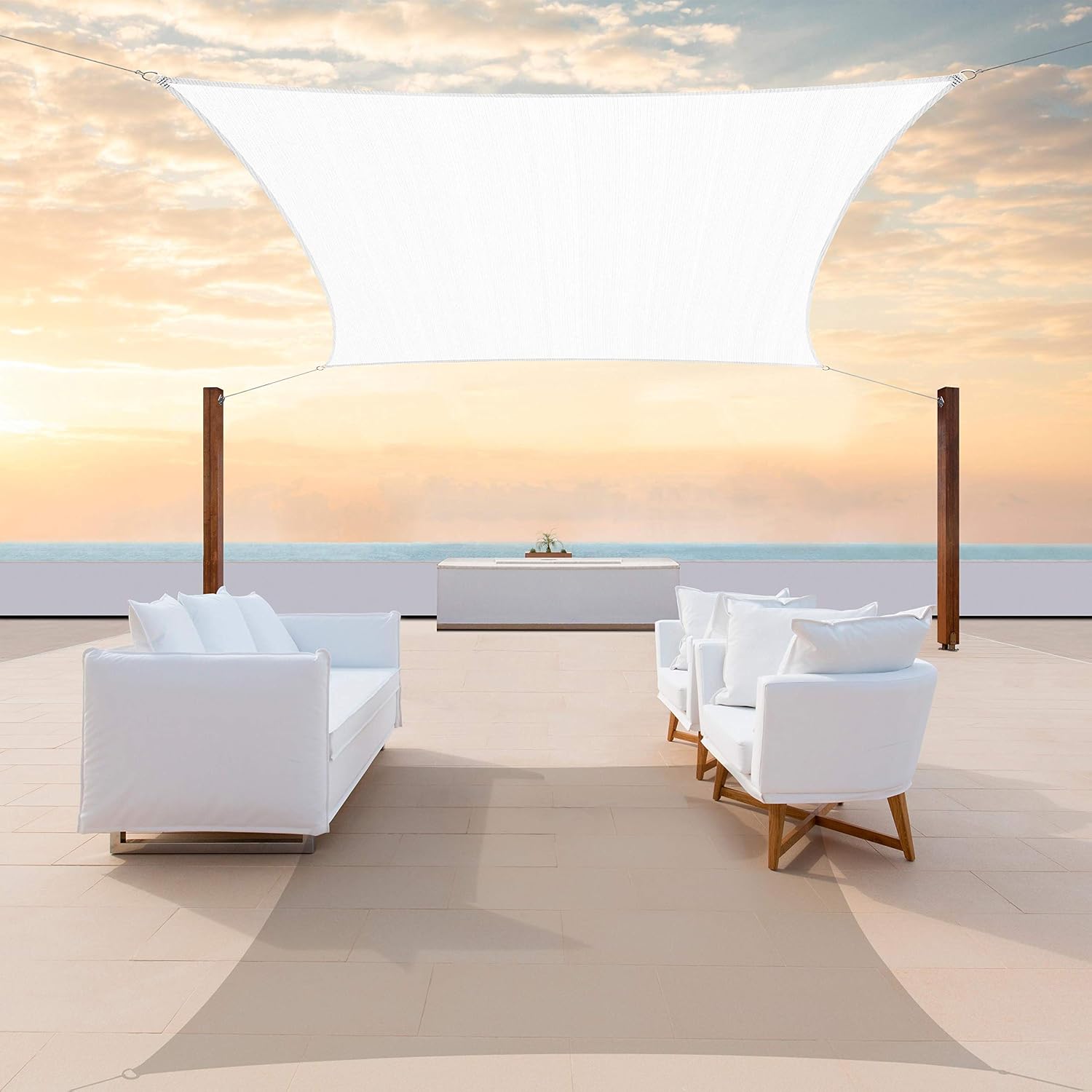 Colourtree CTAPR1020 Custom Size 10' x 18' White Sun Shade Sail Canopy UV Block UPF50  Rectangle - Commercial Standard Heavy Duty - 190 GSM - 3 Years Warranty