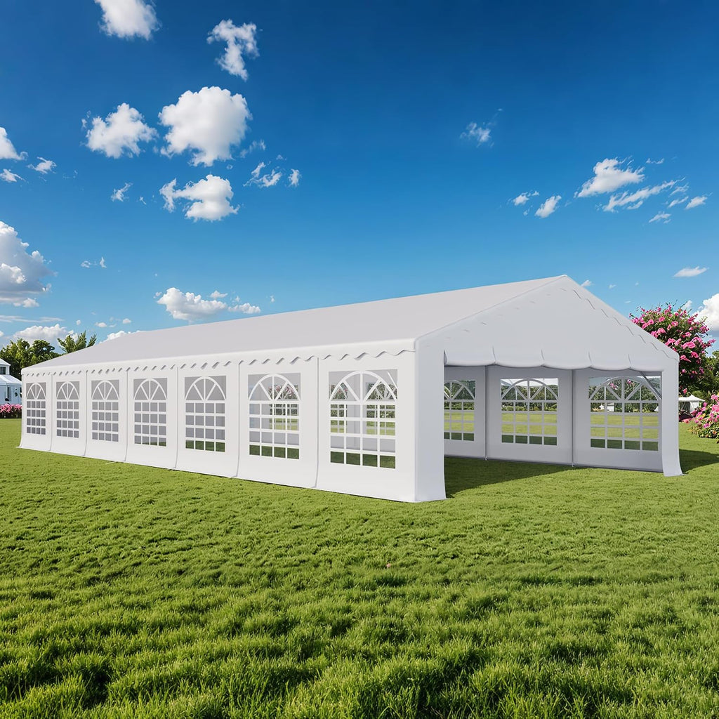 EROMMY 20x50FT White Party Tent, Heavy Duty Outdoor Event Canopy with Removable Sidewalls, Roll-Up Doors and Storage Bags, Large Gazebo Shelter for Weddings, Commercial and Backyard Use