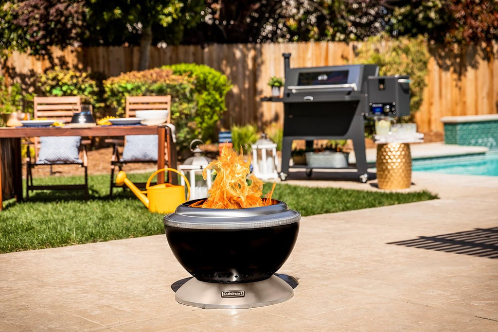 Cuisinart 24' Cleanburn Smokeless Fire Pit with Removable Base for Ash, Portable Wood Burning Outdoor Fireplace, Stainless Steel Smoke Free Outdoor Heater, Enhanced Airflow and Easy Cleanup