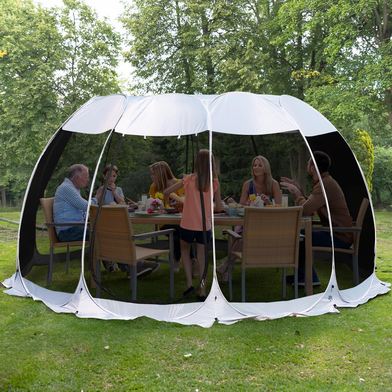 Alvantor 15'x15' Pop Up Screen House Tent, Instant Outdoor Gazebo with Mosquito Netting & UPF 50+ Sun Protection, Portable Canopy Shelter for Patio, Backyard, Camping (12-15 Person),Grey