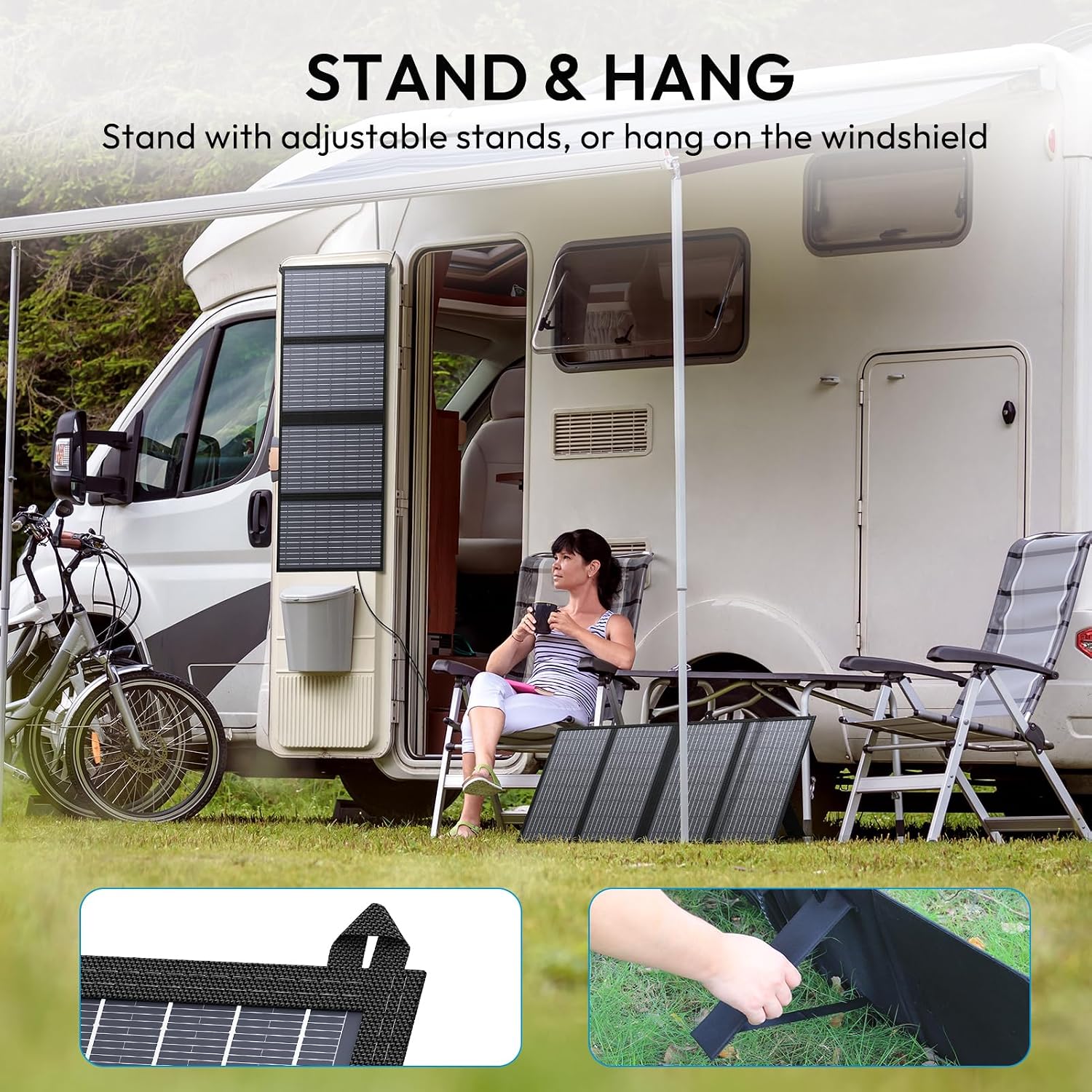 SinKeu 122.8Wh Portable Power Station with 60W Solar Panel, LiFePO4 Battery Solar Generator for Home Use, 150W Power Bank with AC Outlet for Camping, RV, Emergency Backup
