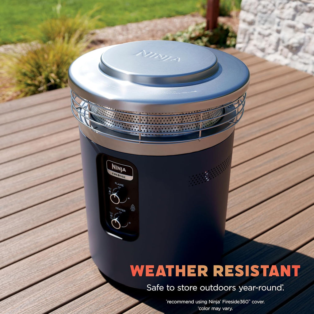 Ninja Fireside360 Outdoor Heater & Fire Pit | 3 Modes: Flame & Heat | Portable for Patio, Deck, Camping, Easy Control Smokeless Flame | Push to Start Ignition | Brown | OF101BR1
