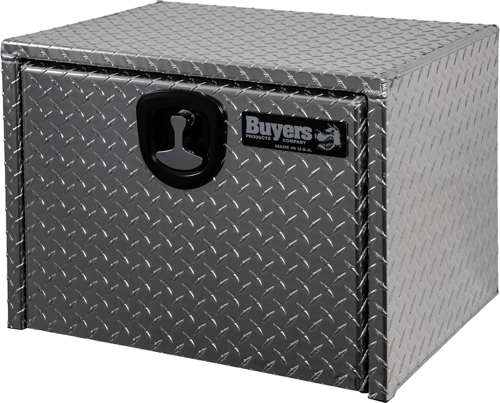 Buyers Products 1705100 Diamond Tread Aluminum Underbody Truck Tool Box, 18 x 18 x 24, Made in USA, .100 in. Thick, Corrosion Resistant, Locking Compression Latch, Secure Storage for Work Trucks