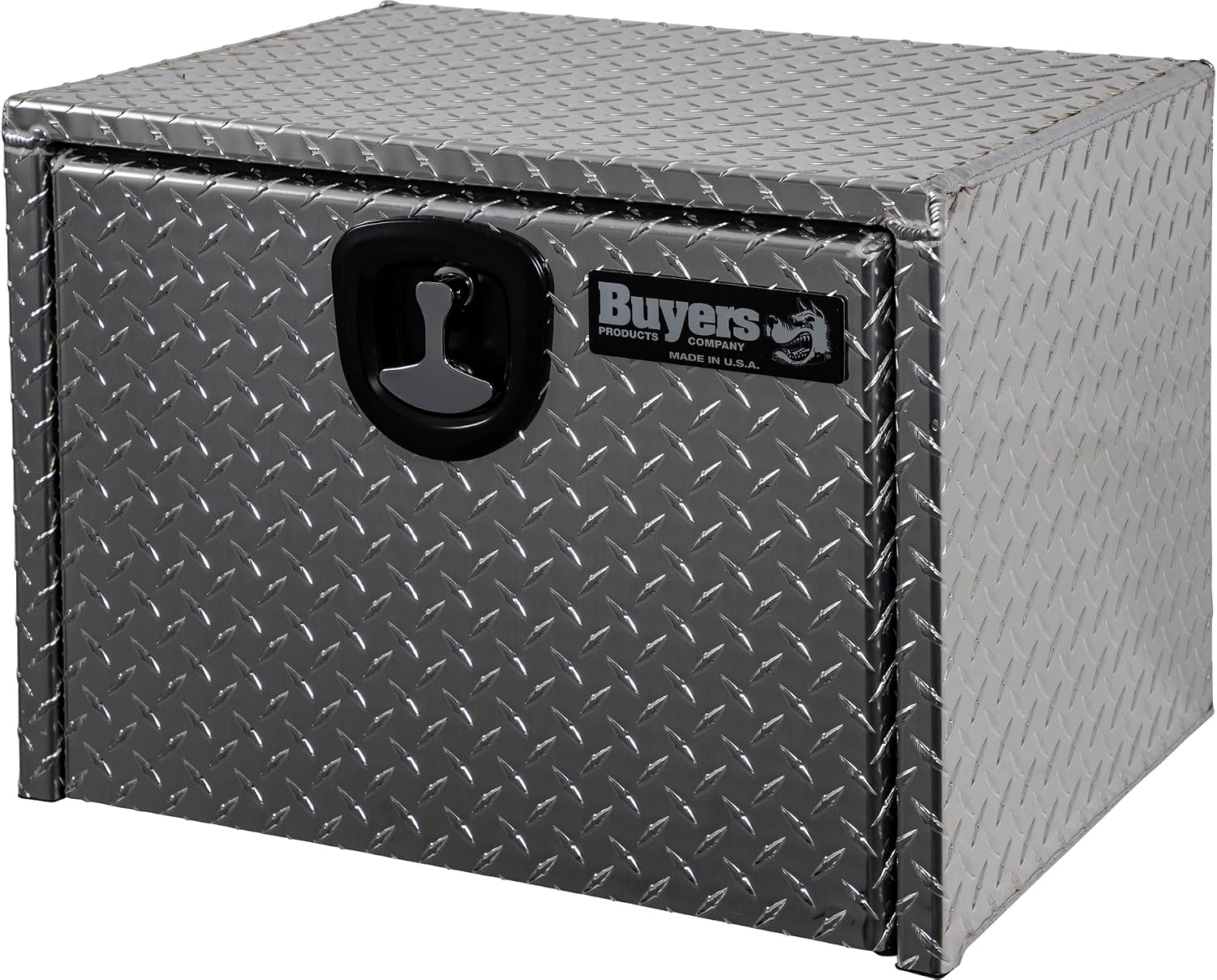 Buyers Products 1705100 Diamond Tread Aluminum Underbody Truck Tool Box, 18 x 18 x 24, Made in USA, .100 in. Thick, Corrosion Resistant, Locking Compression Latch, Secure Storage for Work Trucks