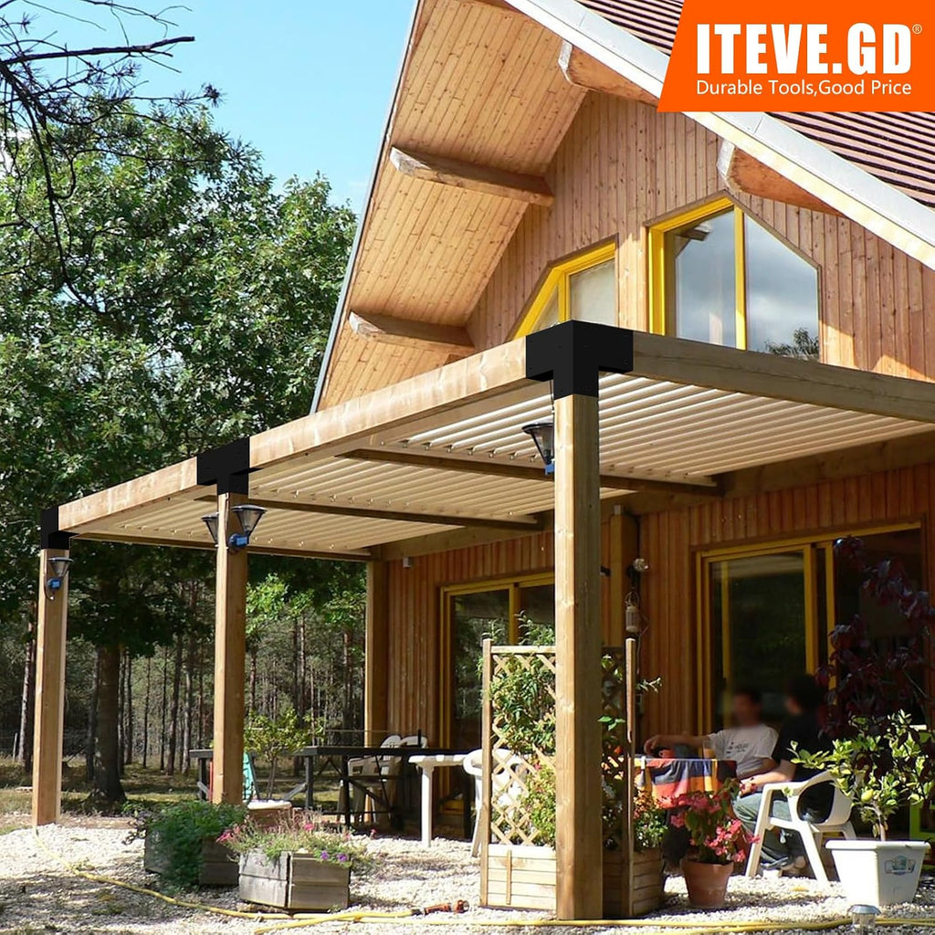 2Pack Pergola DIY Bracket Kits 6x6,3-Way T-Shaped Horizontal Post Brackets for 6'x6'(Actual:5.5'x5.5') Wood Beams,Heavy Duty Metal Brackets for Outdoor Pavilion,Proch,Log Cabin