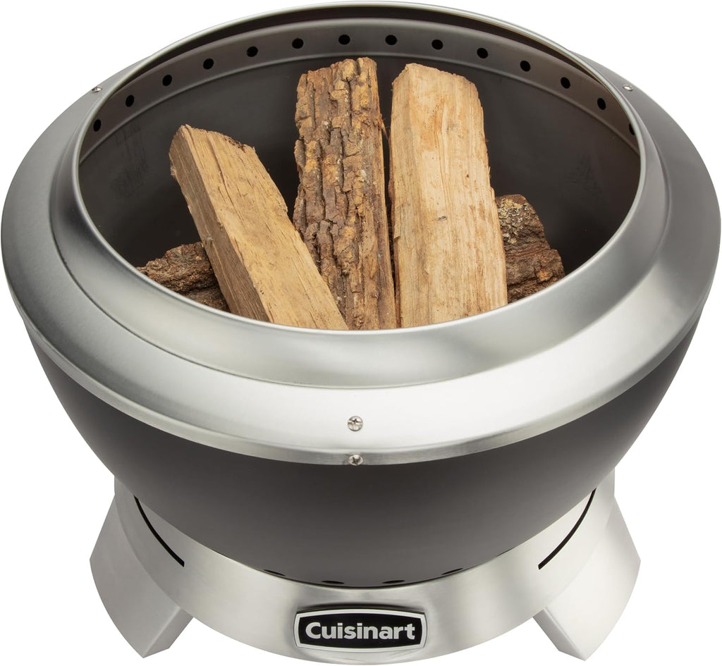Cuisinart 19.5' Cleanburn Smokeless Fire Pit with Removable Base for Ash, Portable Wood Burning Outdoor Fireplace, Stainless Steel Smoke Free Outdoor Heater, Enhanced Airflow and Easy Cleanup
