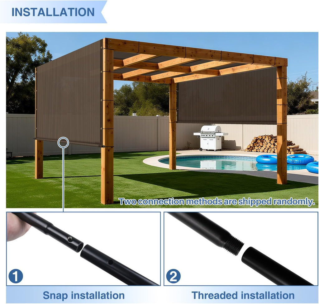 E&K Sunrise 11'Wx4'L Pergola Shade Cover with Weighted Rods & Grommets, Outdoor Sun Shade Cloth Canopy Replacement Cover UV Block for Patio Porch Deck Backyard (Brown)