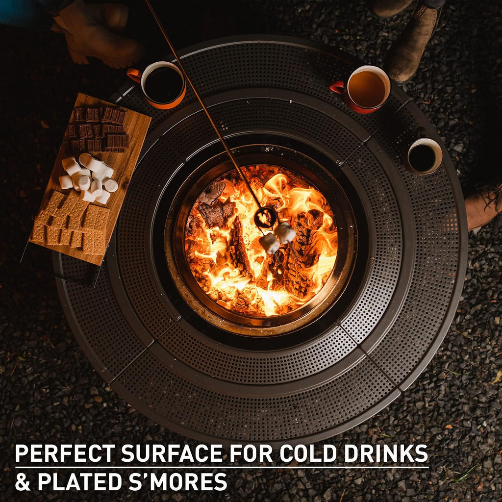 Solo Stove 52.6 Inch Fire Pit Surround Tabletop - Portable Protective Barrier for Wood Burning Fire Pits for Safety & Extra Space - Powder-Coated Steel and UV-Resistant Outdoor Fabric, Black