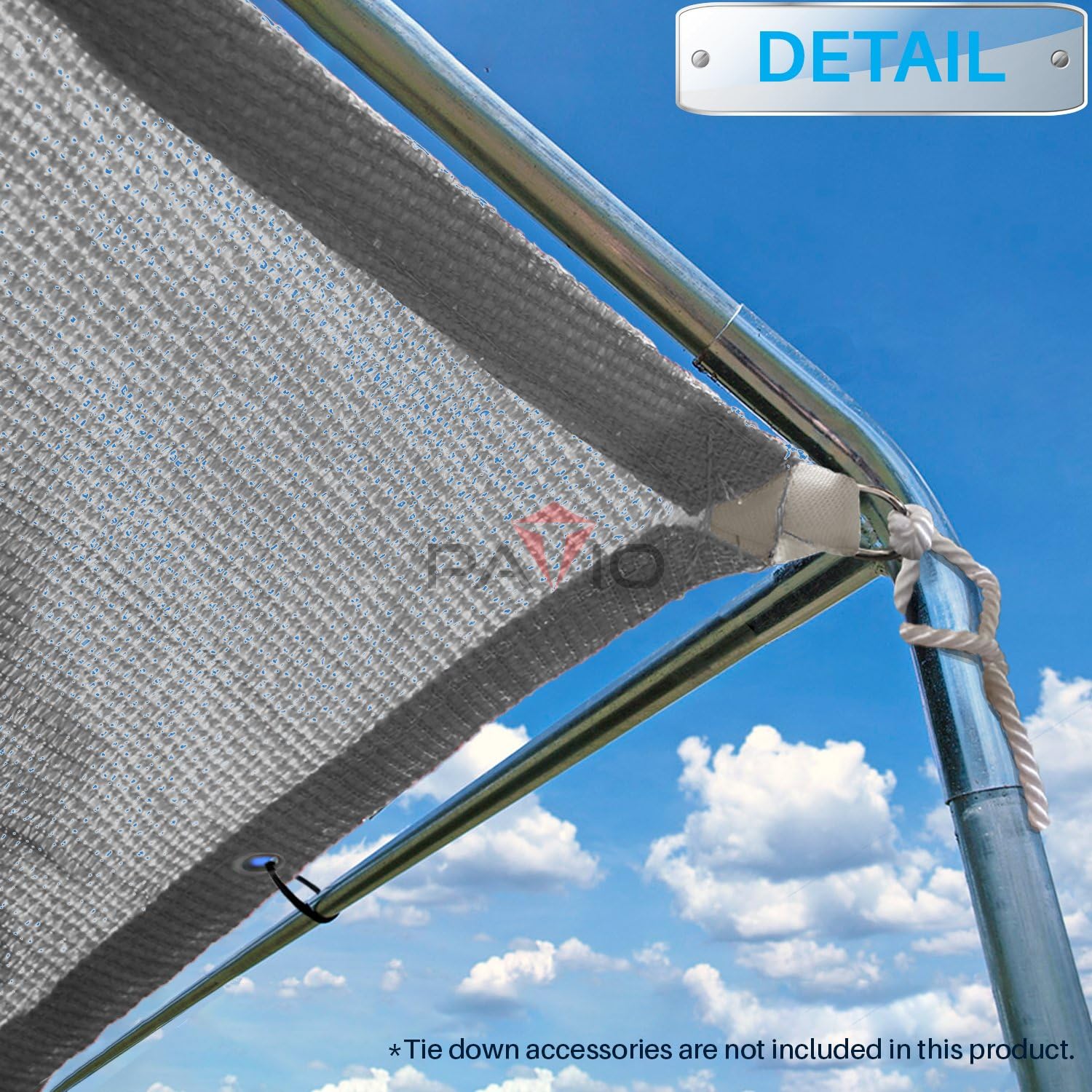 Patio Paradise 12' x 16' Sun Shade Cloth with Grommets Rectangle Shade Sail Canopy Pergola Cover with Straight Edge, UV Block Fabric for Backyard Deck Outdoor Activities, Light Grey