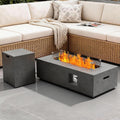 Dineli 2-Piece Outdoor Propane Fire Pit Table Set w Tank Table 42'' Rectangular Firepit with 50,000 BTU Output Gas Fire Pits for Outside Patio Fire Table Tabletop Fire Pits, Gray- Rock Veins