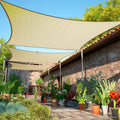 ShadeMart 10' x 18' Beige Sun Shade Sail UPF50 Rectangle SMTAPR1216 Canopy Fabric Cloth Screen, Water and Air Permeable & UV Resistant, Heavy Duty, Carport Patio Outdoor - We Customize Size