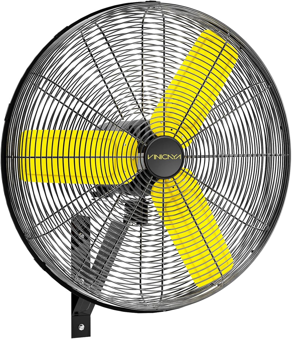 VINICAYA 24 Inch Industrial Wall Fan Oscillating, 7800 CFM Commercial Metal Wall Mount Fans with Poweful Motor, 3 Speed, Heavy Duty Indoor for Warehouse, Workshops, and Garage, UL Listed