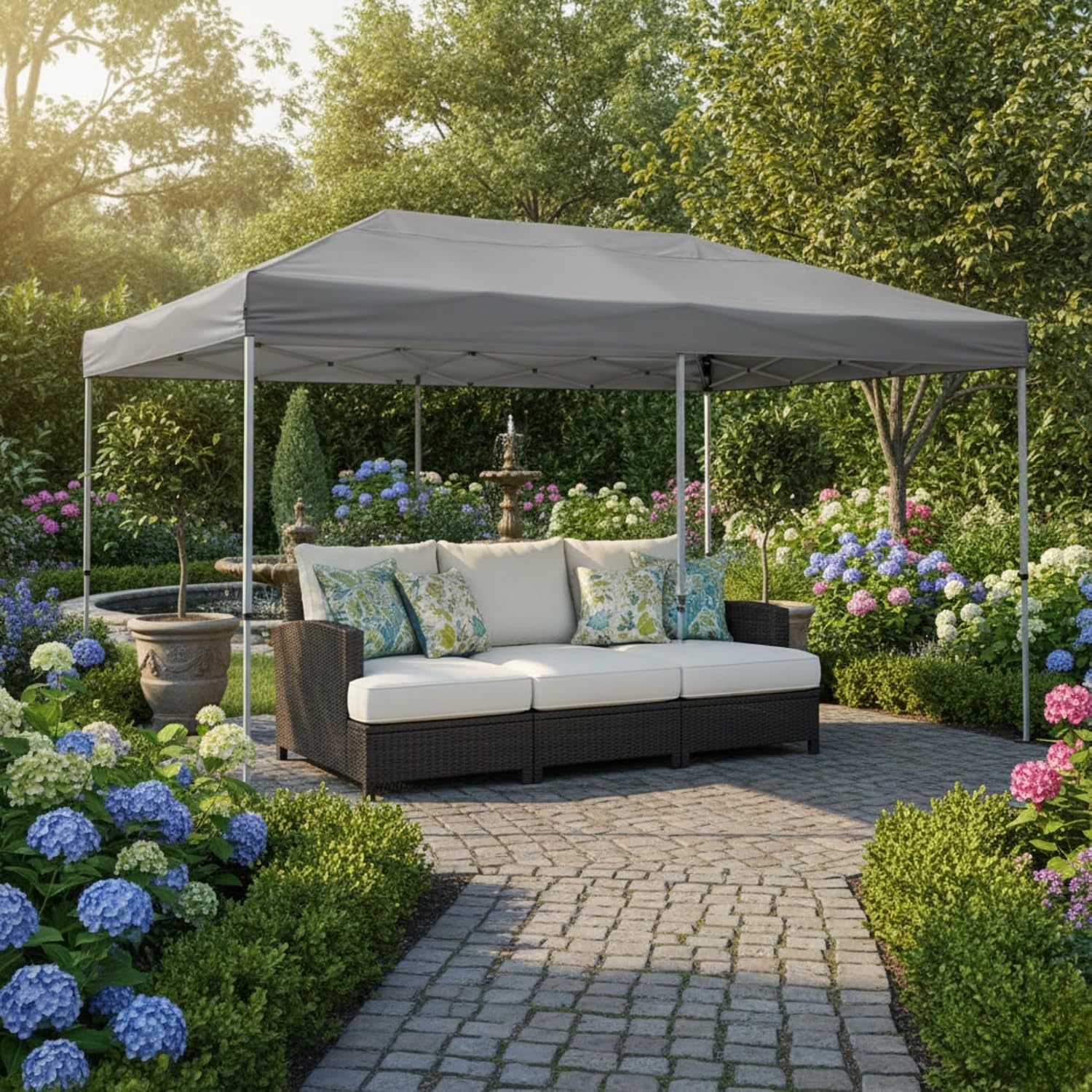 Garden Winds Reinforced Replacement Canopy Top Cover Compatible with The WF-2010 Ozark Trail 10' x 20' Straight Leg Pop Up - Classic Stone, Riplock 350