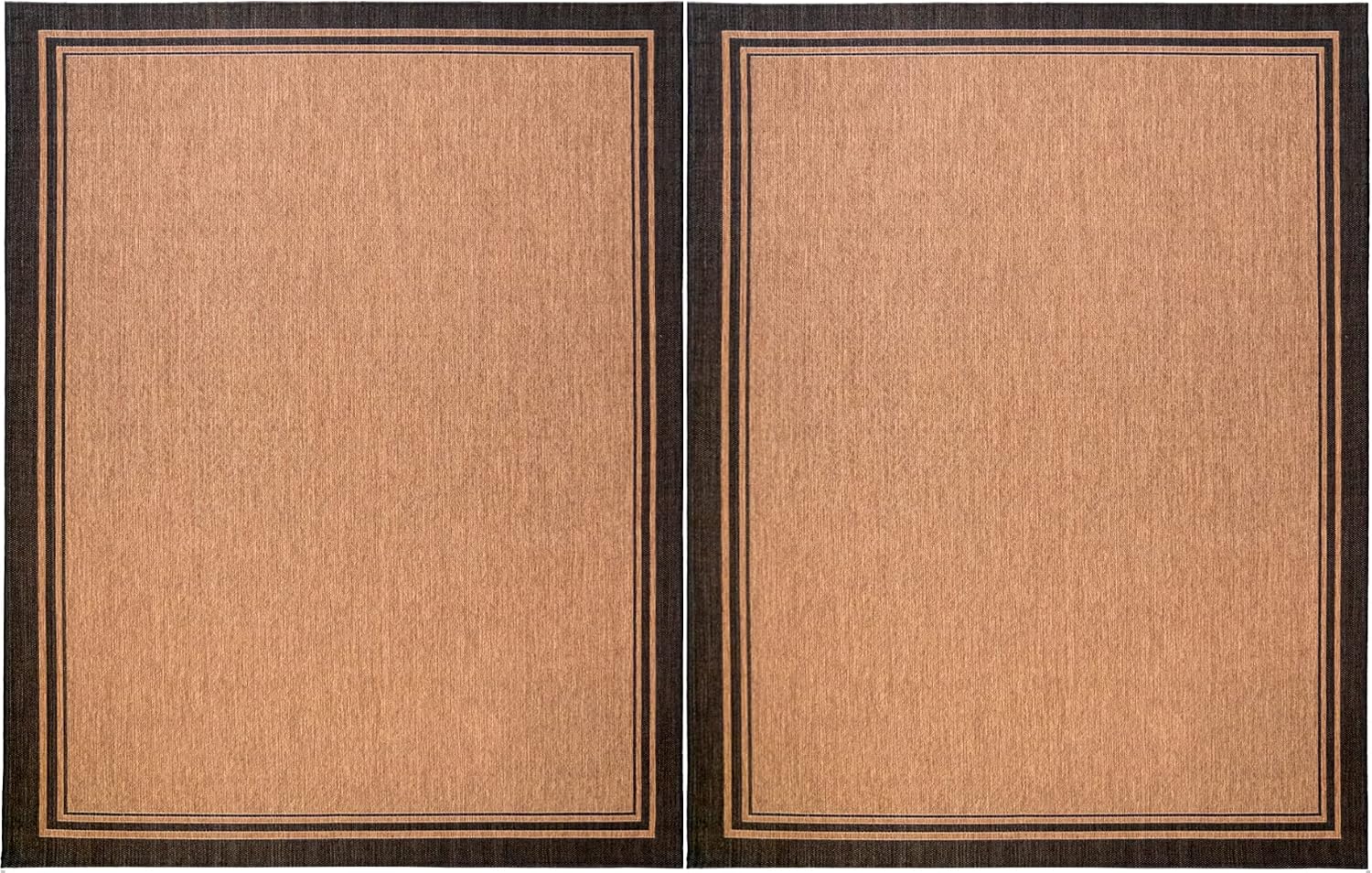 Gertmenian Indoor Outdoor Area Rug, Classic Flatweave, Washable, Stain & UV Resistant Carpet, Deck, Patio, Poolside & Mudroom, 8x10 Ft Large, Simple Border, Black Tan