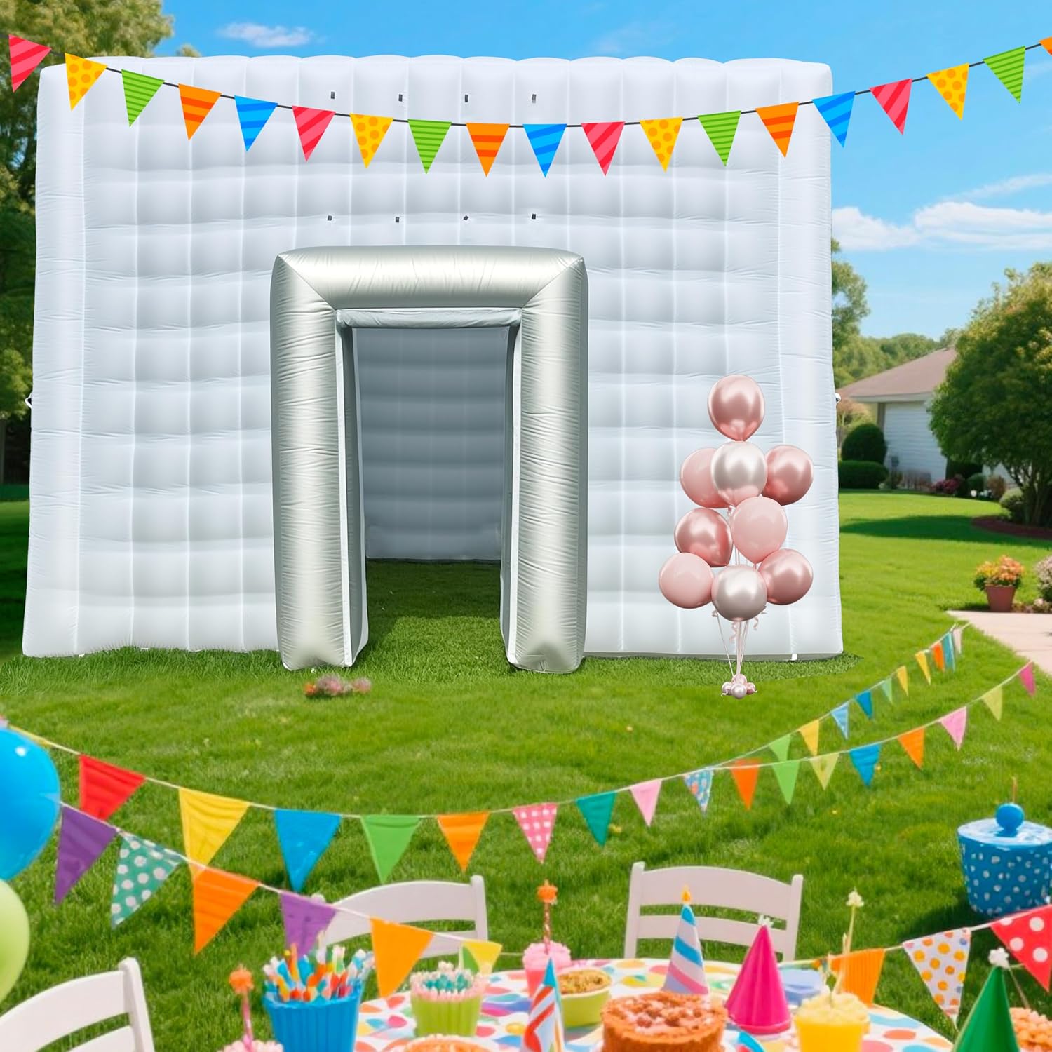 Giant 20x17x12' Inflatable Nightclub with Blower, Inflatable Outdoor Party Tent for Parties, Corporate Events, Festivals, and Special Gatherings - White