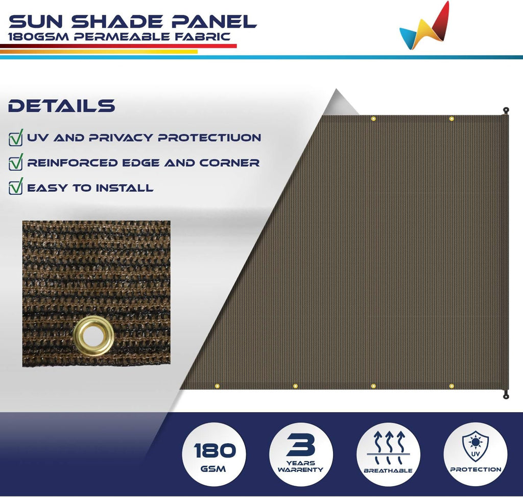 Windscreen4less 11'x4' Outdoor Pergola Replacement Shade Cover Canopy for Patio Privacy Shade Screen Panel with Grommets on 2 Sides Includes Weighted Rods Breathable UV Block Brown-Customized