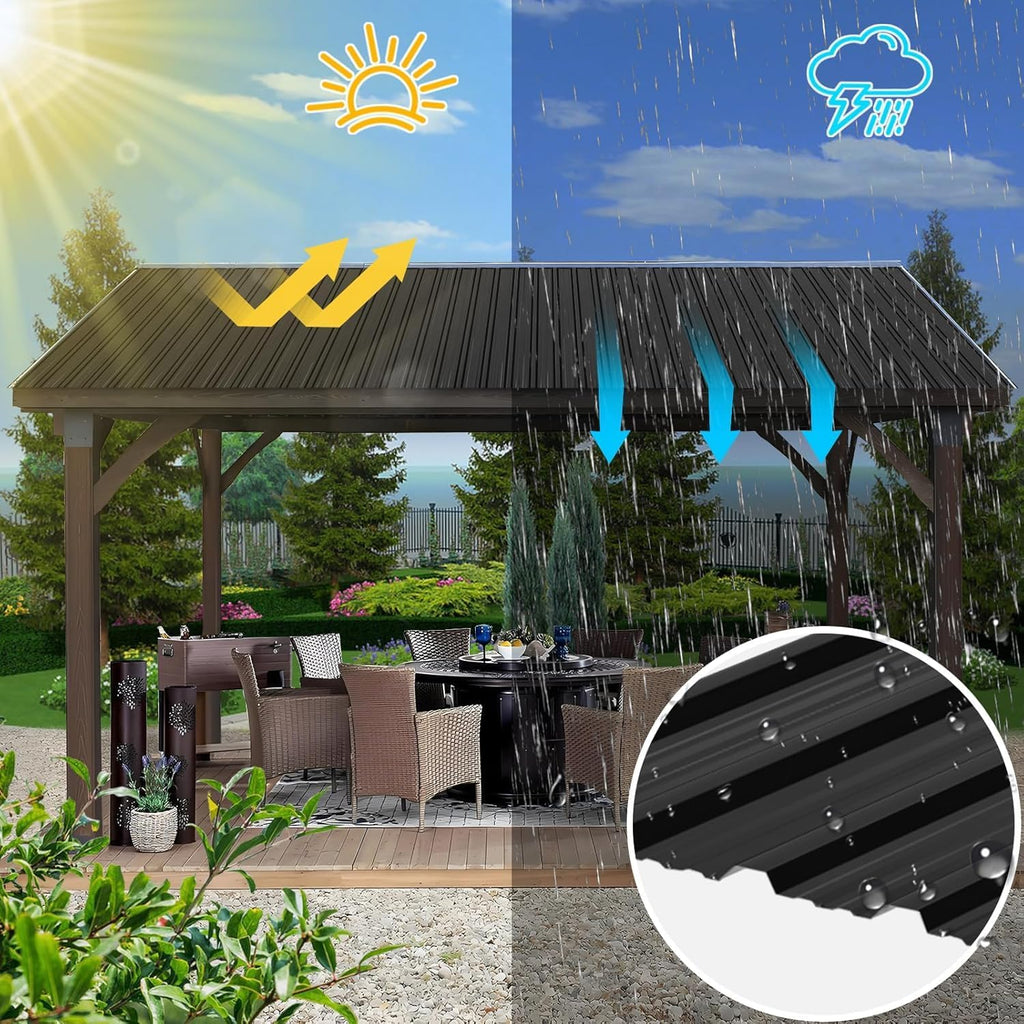 Metal Roof Panels 50.78X16.77 in 12 PCS Galvanized Steel Corrugated Tin Roofing Panels Gazebo Top Cover Garages,Black