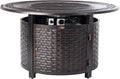 Fire Sense 62195 Bellante Woven Aluminum Convertible Gas Fire Pit Table 55,000 BTU Multi-Functional Outdoor with Fire Bowl Lid, Nylon Weather Cover & Clear Fire Glass - Bronze Finish - Round - 44'