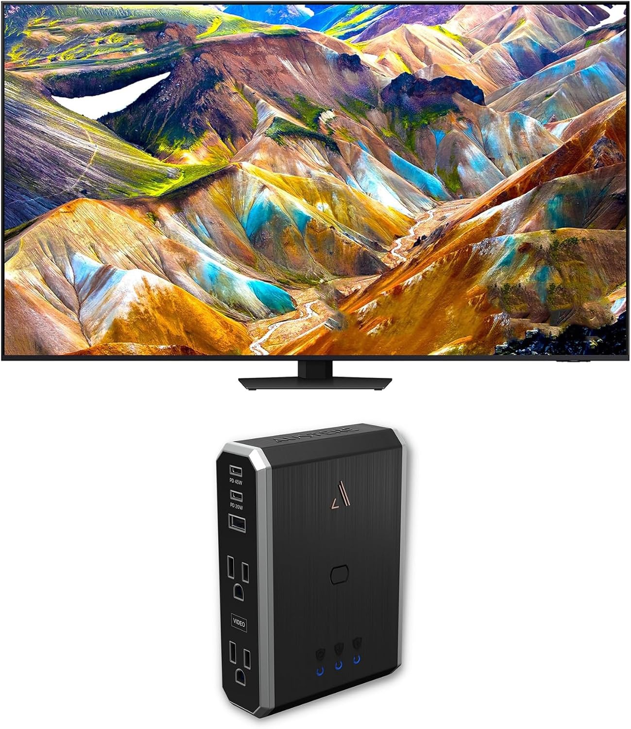 Samsung QN75QN85DBFXZA 75 Inch Neo QLED 4K Smart TV with Dolby Atmos and an Austere 7S-PS4-US1 4-Outlet Power with Omniport USB (2024)