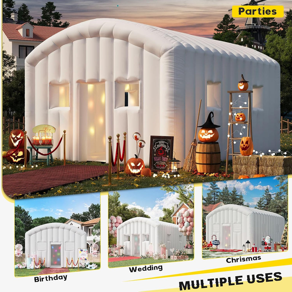 EROMMY 20x16.5x12 FT Large White Inflatable Nightclub, Blow Up Party Tent Portable with 950W Blower, Disco Night Club Tent for Adult Birthday Party Business Rental