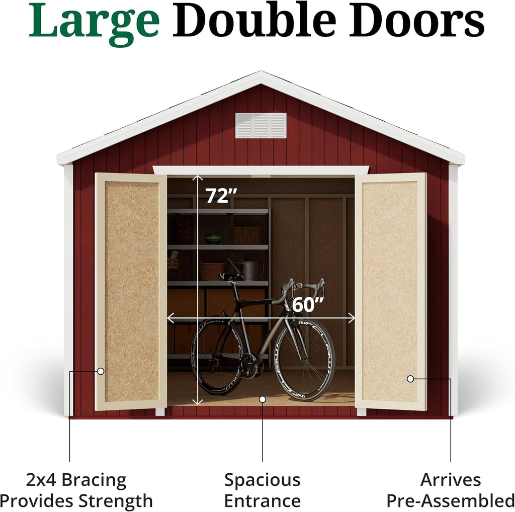 Little Cottage Co. 10x16 Classic Gable Shed with Floor, Outdoor Wood Storage Do-It-Yourself Precut Kit