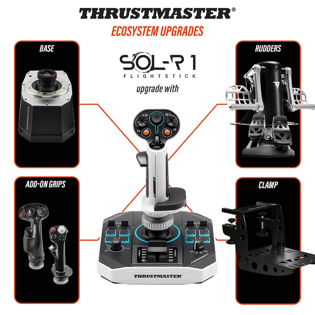 Thrustmaster Sol-R1 Flight Joystick - Hall Effect Technology, 44 Buttons for Space Flight Simulation, Flight Stick with Ambidextrous Grip - Compatible with PC